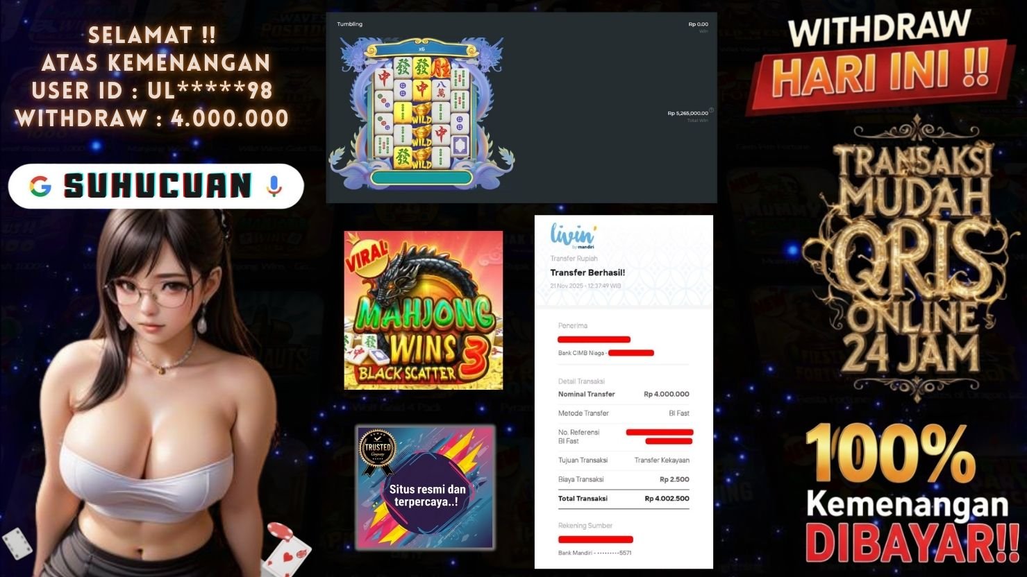 SUHUCUAN JACKPOT SLOT MAHJONG WINS 3 - BLACK SCATTER